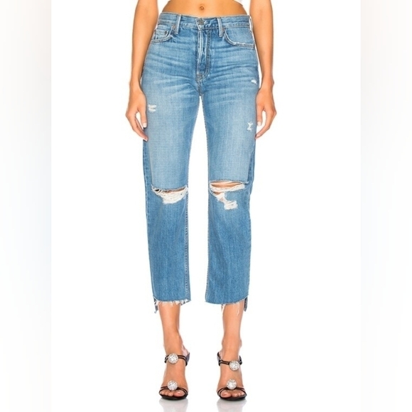 28 - GRLFRND | Helena High-Rise Straight Crop Jean in Last Song - Picture 4 of 6